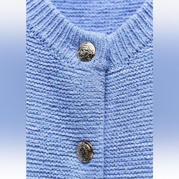 NWT GLOD BUTTON MINI KNIT DRESS BLUE  SIZE Small - Picture 4 of 14